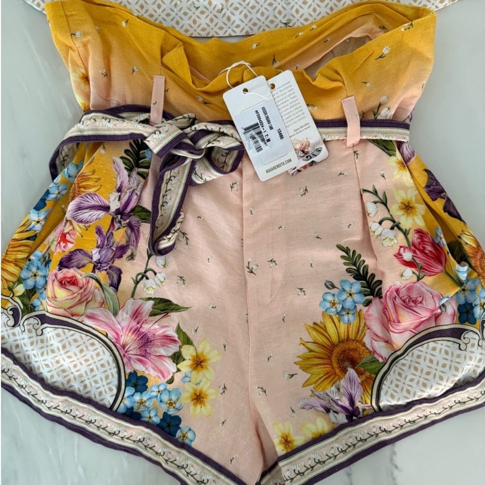 Floral Women's Shorts in Yellow and Pink